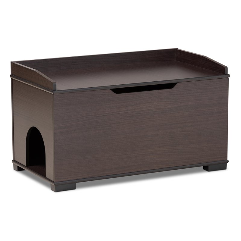 Baxton Studio Mariam Dark Brown Finished Wood Cat Litter Box Cover House