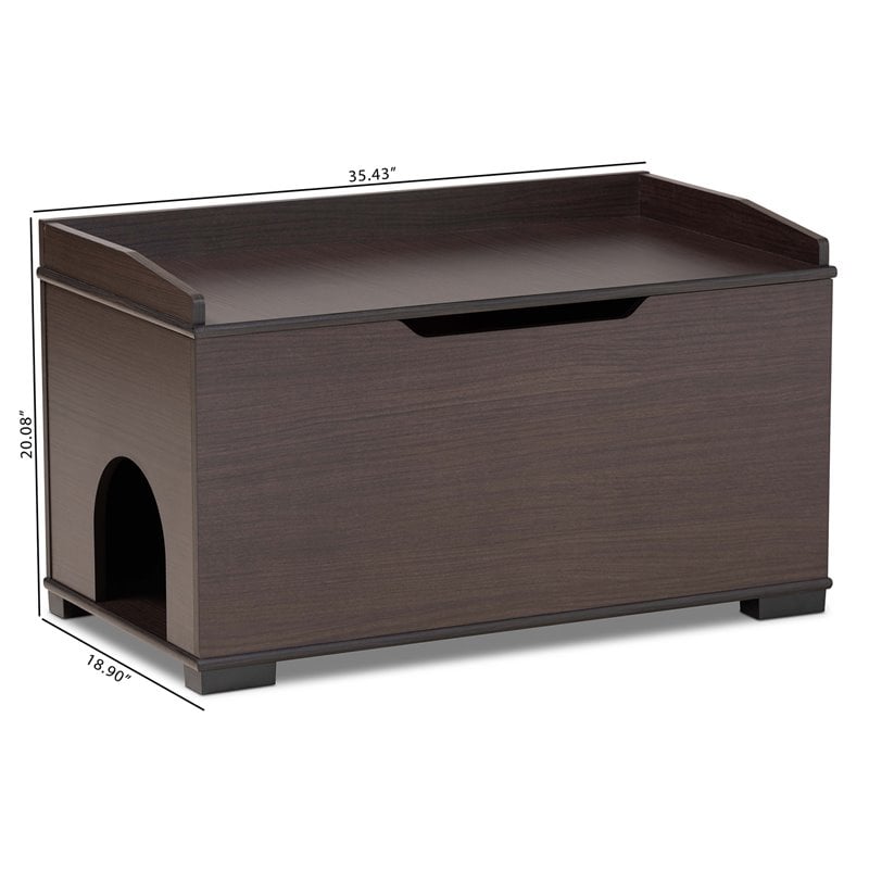 Baxton Studio Mariam Dark Brown Finished Wood Cat Litter Box Cover House
