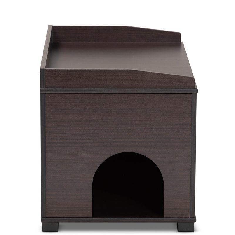 Baxton Studio Mariam Dark Brown Finished Wood Cat Litter Box Cover House