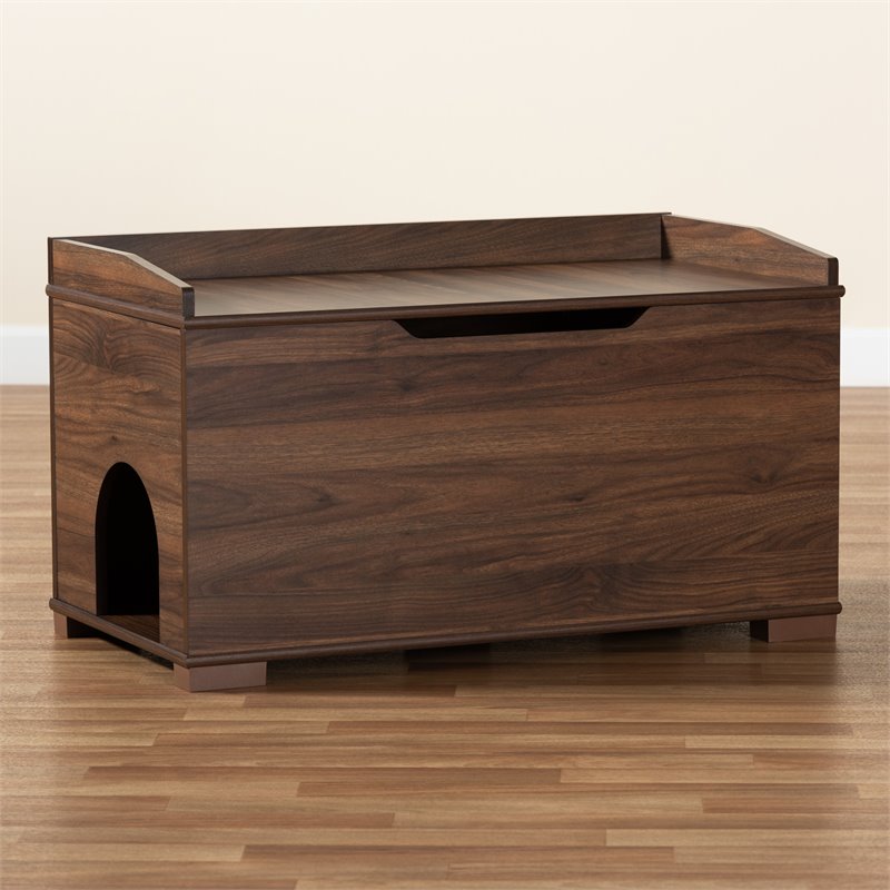 Baxton Studio Mariam Walnut Brown Finished Wood Cat Litter Box Cover House