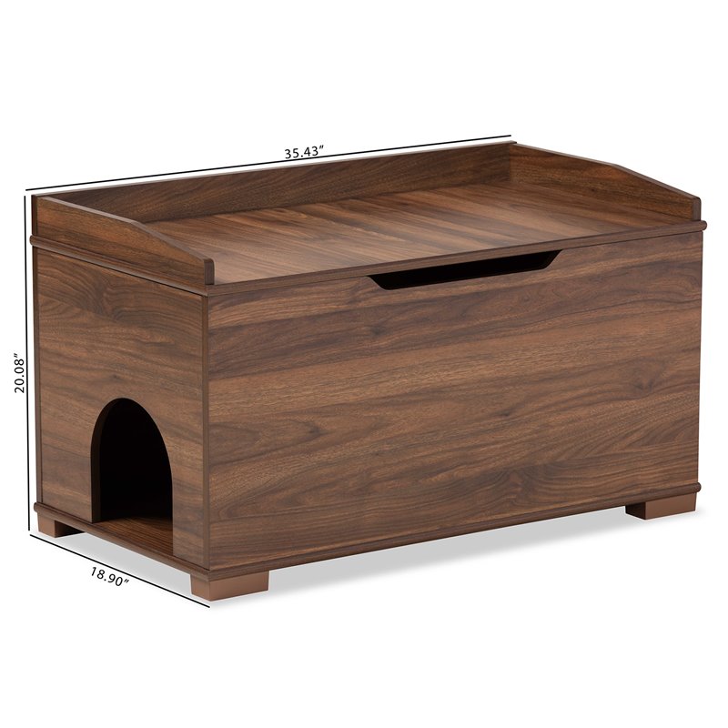 Baxton Studio Mariam Walnut Brown Finished Wood Cat Litter Box Cover House