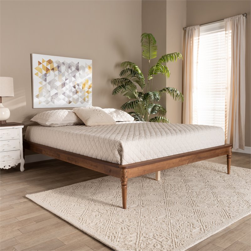 Baxton Studio Tallis Walnut Brown Finished Wood Queen Size Bed Frame