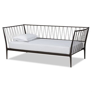 baxton studio lysa black finished metal twin size daybed