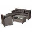 Baxton Studio Darian Grey and Grey Synthetic Rattan 4-Piece Patio Set