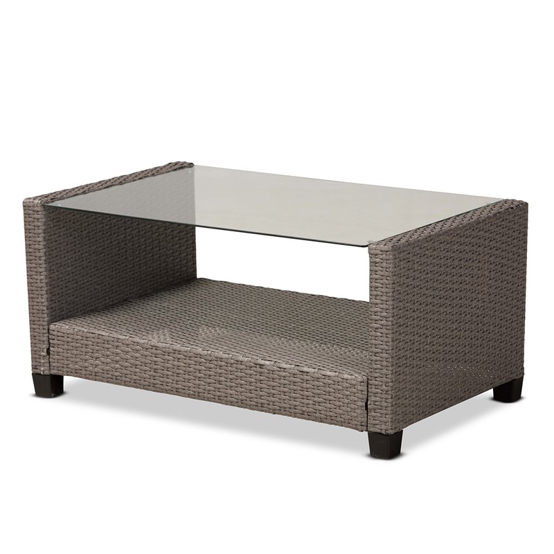 Baxton Studio Darian Grey and Grey Synthetic Rattan 4-Piece Patio Set