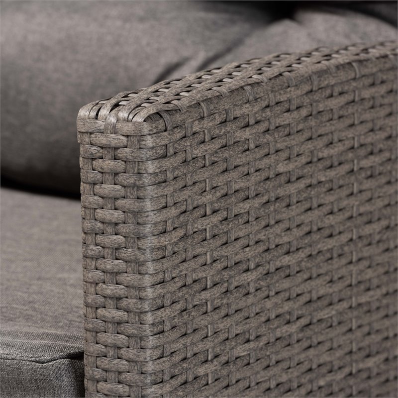Baxton Studio Darian Grey and Grey Synthetic Rattan 4-Piece Patio Set