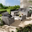 Baxton Studio Darian Grey and Grey Synthetic Rattan 4-Piece Patio Set