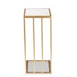 Baxton Studio Parkin Gold Finished Metal C Shaped End Table with Marble Tabletop