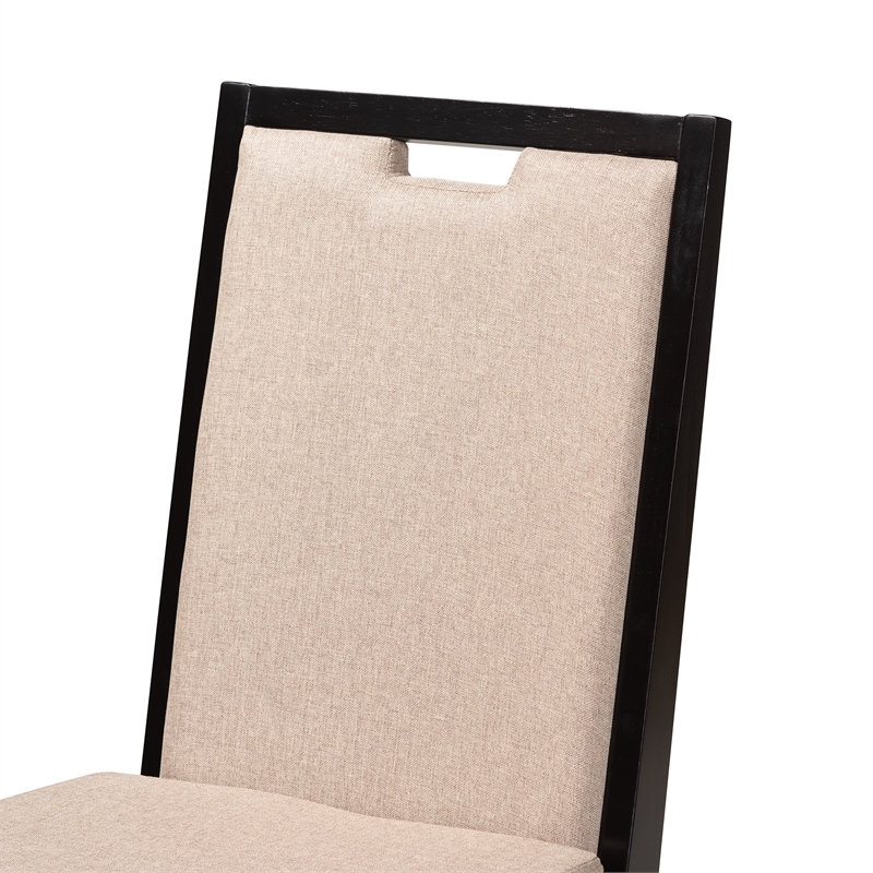 Baxton Studio Octavia Sand and Dark Brown Finished Wood 2-Piece Dining Chair Set