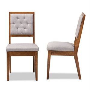 Baxton Studio Gideon Grey and Brown Finished Wood 2-Piece Dining Chair Set