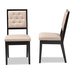 Baxton Studio Gideon Sand and Dark Brown Finished Wood 2-Piece Dining Chair Set