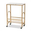 Baxton Studio Jacek Gold Finished Metal Wine Cart with Marble Tabletop