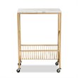 Baxton Studio Jacek Gold Finished Metal Wine Cart with Marble Tabletop