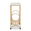 Baxton Studio Jacek Gold Finished Metal Wine Cart with Marble Tabletop
