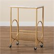 Baxton Studio Jacek Gold Finished Metal Wine Cart with Marble Tabletop