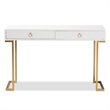 Baxton Studio Beagan White Finished Wood and Gold Metal 2-Drawer Console Table