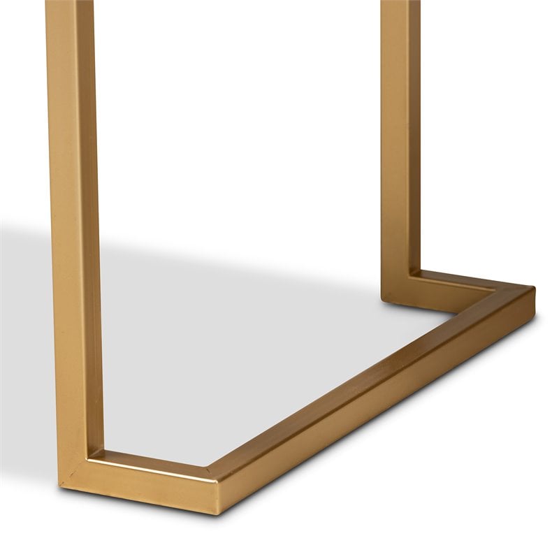 Baxton Studio Beagan White Finished Wood and Gold Metal 2-Drawer Console Table