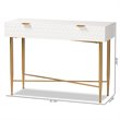 Baxton Studio Galia White Finished Wood and Gold Metal 1-Drawer Console Table