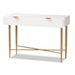 Baxton Studio Galia White Finished Wood and Gold Metal 1-Drawer Console Table