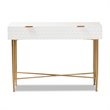 Baxton Studio Galia White Finished Wood and Gold Metal 1-Drawer Console Table