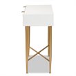 Baxton Studio Galia White Finished Wood and Gold Metal 1-Drawer Console Table