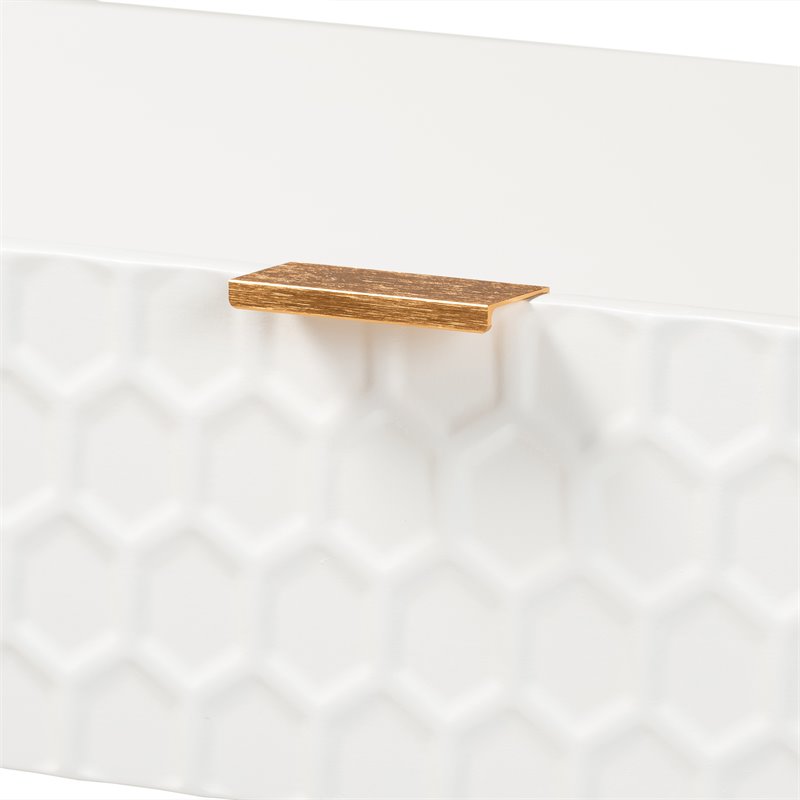 Baxton Studio Galia White Finished Wood and Gold Metal 1-Drawer Console Table