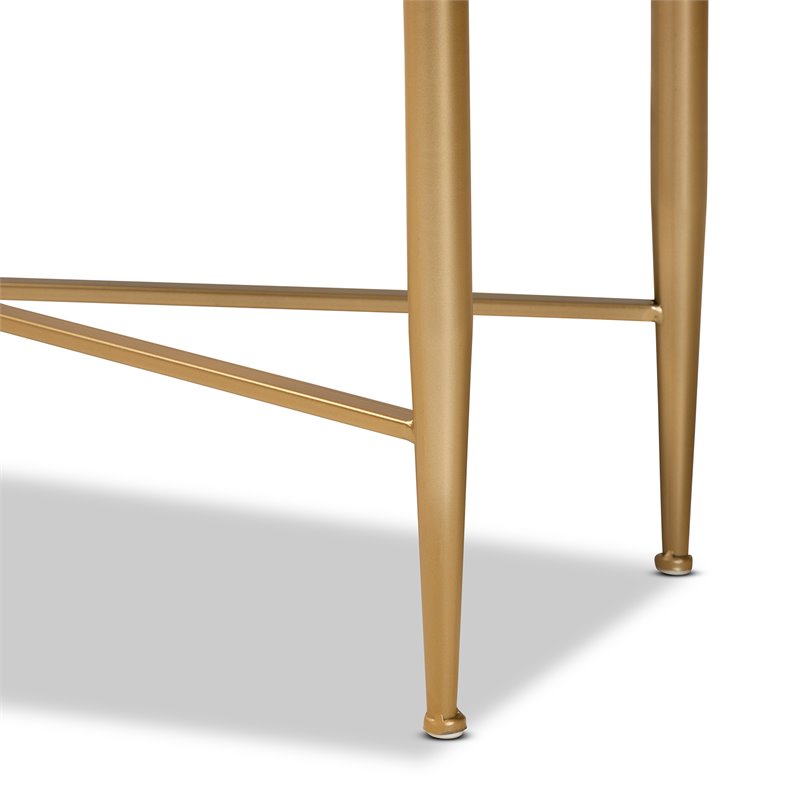 Baxton Studio Galia White Finished Wood and Gold Metal 1-Drawer Console Table