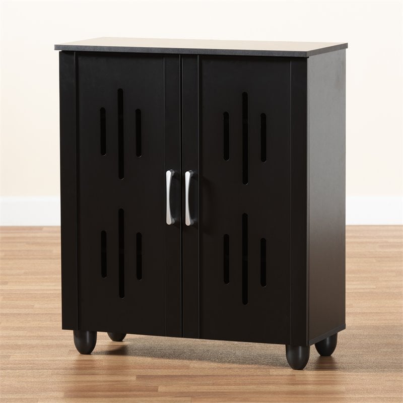 Baxton Studio Renley Espresso Brown Finished Wood 2-Door Shoe Storage Cabinet