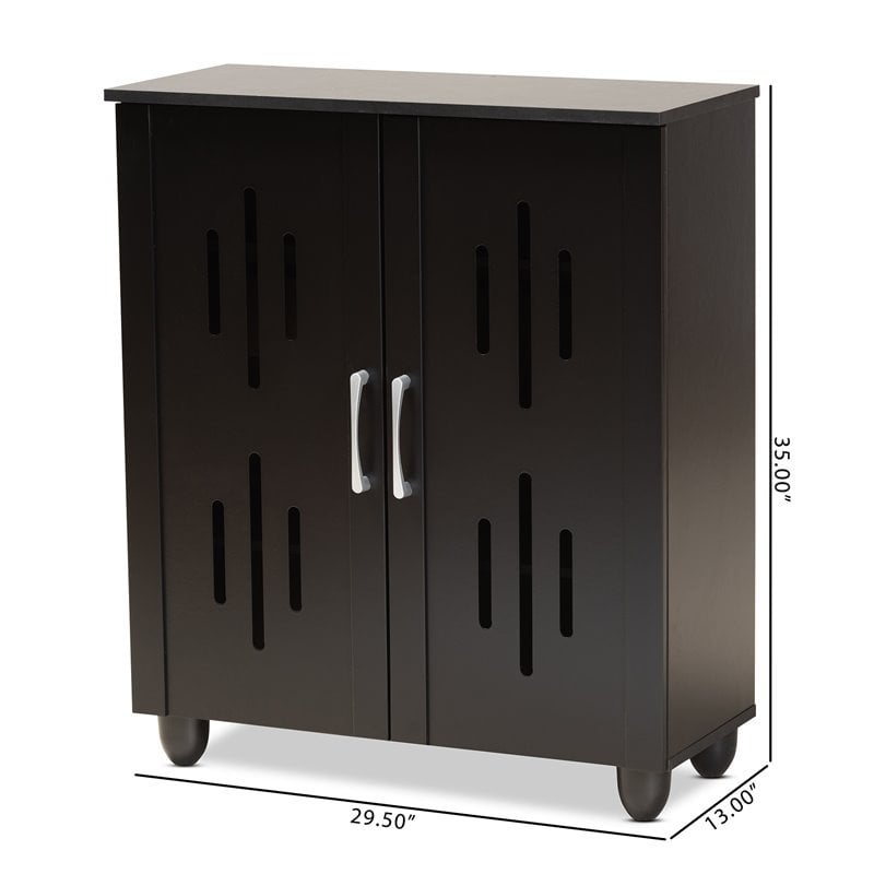 Baxton Studio Renley Espresso Brown Finished Wood 2-Door Shoe Storage Cabinet