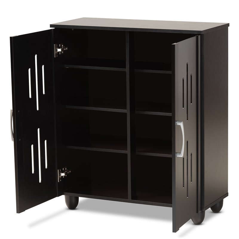 Baxton Studio Renley Espresso Brown Finished Wood 2-Door Shoe Storage Cabinet