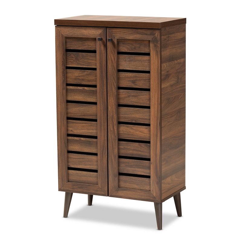 Baxton Studio Salma Walnut Brown Finished Wood 2-Door Shoe Storage Cabinet