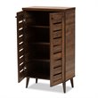 Baxton Studio Salma Walnut Brown Finished Wood 2-Door Shoe Storage Cabinet