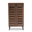 Baxton Studio Salma Walnut Brown Finished Wood 2-Door Shoe Storage Cabinet