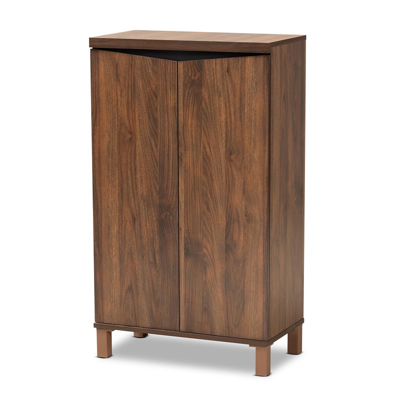 Baxton Studio Talon Brown and Dark Grey Finished 2-Door Shoe Storage Cabinet