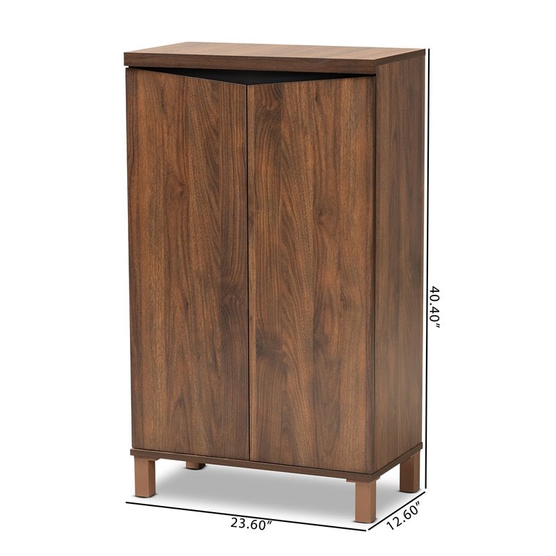 Baxton Studio Talon Brown and Dark Grey Finished 2-Door Shoe Storage Cabinet