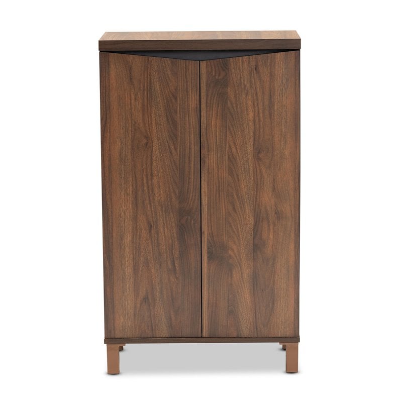 Baxton Studio Talon Brown and Dark Grey Finished 2-Door Shoe Storage Cabinet