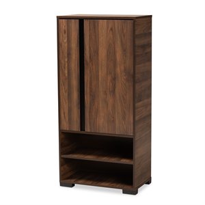 Baxton Studio Raina Brown and Black Finished Wood 2-Door Shoe Storage Cabinet