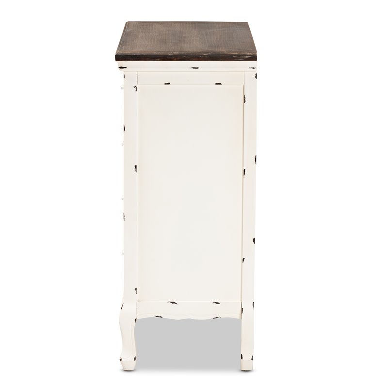 Baxton Studio Levron Brown and White Finished Wood 5-Drawer Storage Cabinet