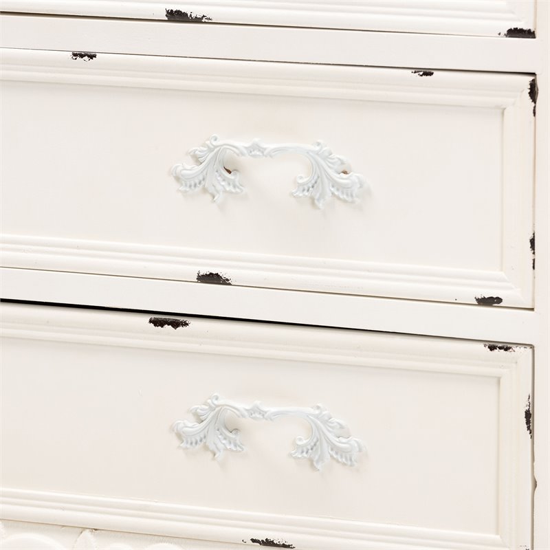 Baxton Studio Levron Brown and White Finished Wood 5-Drawer Storage Cabinet
