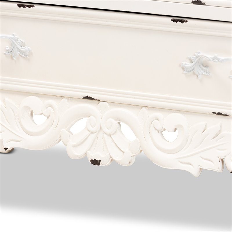 Baxton Studio Levron Brown and White Finished Wood 5-Drawer Storage Cabinet