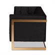 Baxton Studio Ambra Black Velvet and Button Tufted Sofa with Gold-Tone Frame