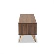 Baxton Studio Dena Walnut Brown Wood and Gold Finished TV Stand