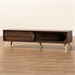 Baxton Studio Dena Walnut Brown Wood and Gold Finished TV Stand