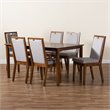 Baxton Studio Rosa Grey and Walnut Brown Finished Wood 7-Piece Dining Set