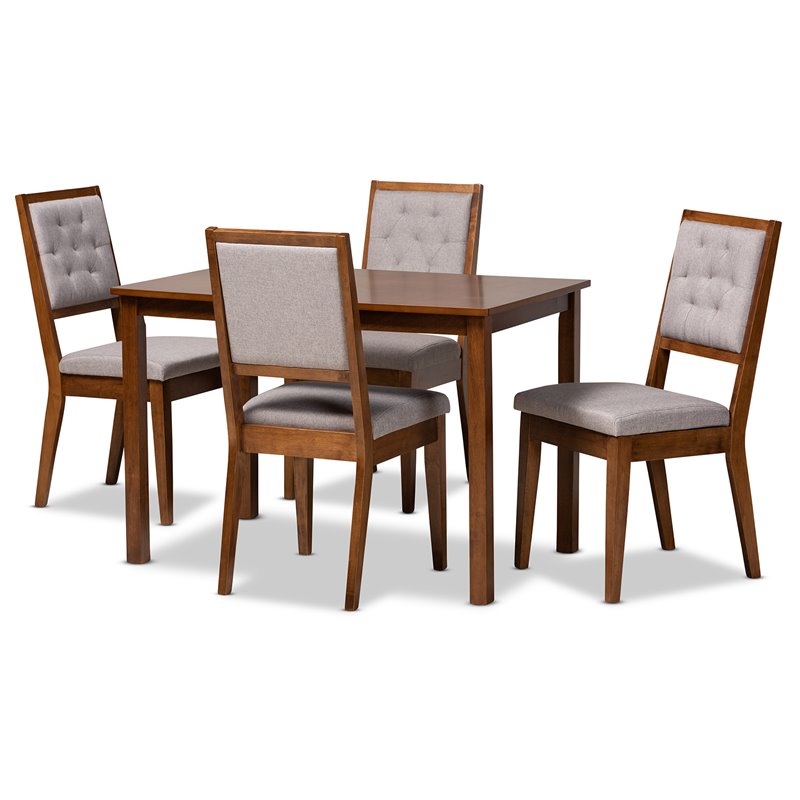 Baxton Studio Suvi Grey and Walnut Brown Finished Wood 5-Piece Dining Set