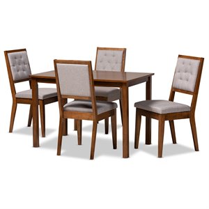 Baxton Studio Suvi Grey and Walnut Brown Finished Wood 5-Piece Dining Set