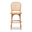 Baxton Studio Vance Brown Woven Rattan and Wood Cane Counter Stool