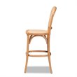 Baxton Studio Vance Brown Woven Rattan and Wood Cane Counter Stool