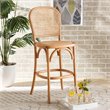 Baxton Studio Vance Brown Woven Rattan and Wood Cane Counter Stool