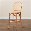 Baxton Studio Vance Brown Woven Rattan and Wood Cane Counter Stool